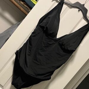 Time and Tru Black One-Piece Halter Swimwear